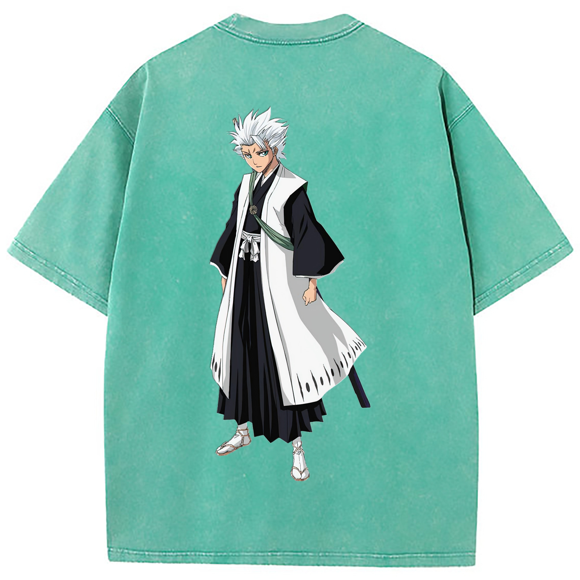 （画像用） ブリーチ 日番谷冬獅郎（ひつがや とうしろう） BLEACH Hitsugaya Toushirou 綿100% ヴィンテージ風 半袖Tシャツ（背面プリント）